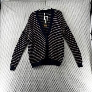Daniel Cassin Striped Knit Cardigan Open Weave Lightweight Sweater‎ NWT Size M